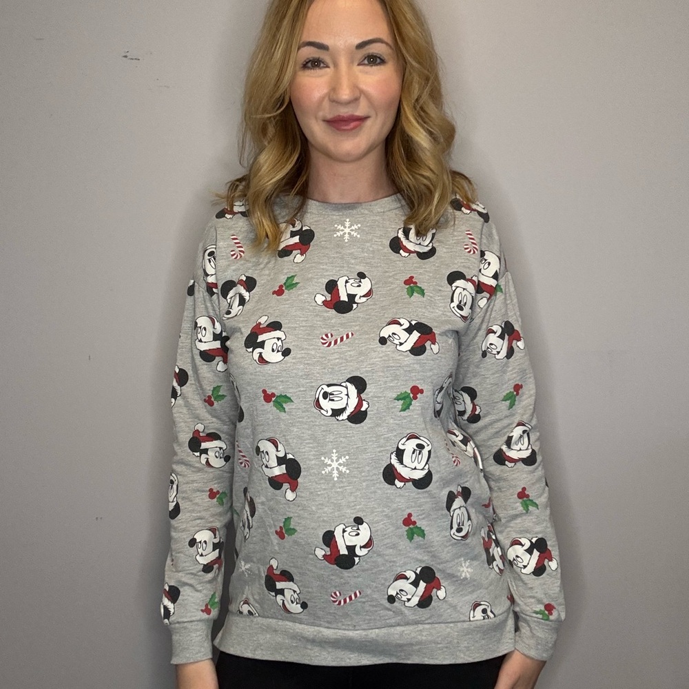 Gray Mickey Mouse Holiday Sweater